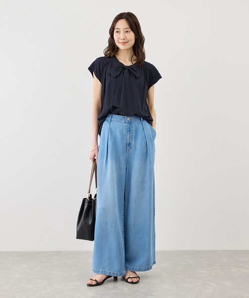 ROPE' PICNIC(ロペピクニック)の「フレンチスリーブリボンブラウス(シャツ/ブラウス・レディース・ネイビー/キナリ/サックスブルー・FREE)」の14枚目の写真