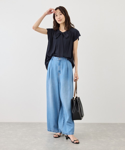 ROPE' PICNIC(ロペピクニック)の「フレンチスリーブリボンブラウス(シャツ/ブラウス・レディース・ネイビー/キナリ/サックスブルー・FREE)」の15枚目の写真