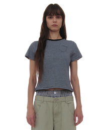 PWC ポケットストライプレギュラーTシャツ_スカイ