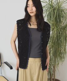 クロシェ風ニットベスト