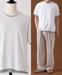 フェイクレイヤードカットオフ半袖Tシャツ OXA