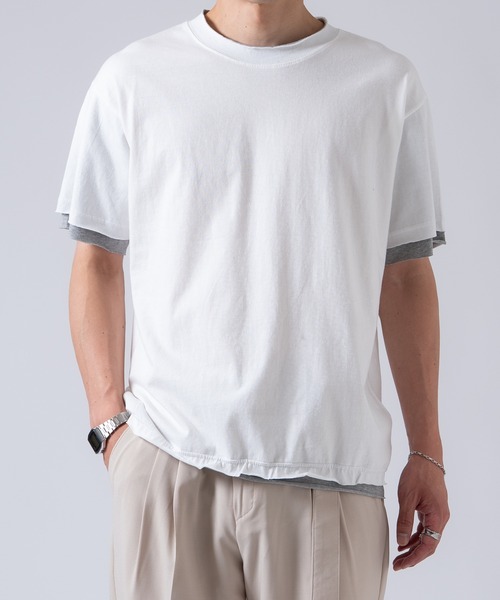 OXA(オグザ)の「フェイクレイヤードカットオフ半袖Tシャツ OXA(Tシャツ/カットソー・メンズ・ブラック/グレー/ホワイト・FREE)」の10枚目の写真