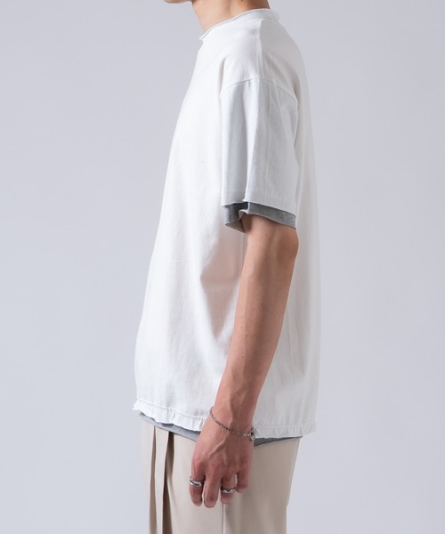 OXA(オグザ)の「フェイクレイヤードカットオフ半袖Tシャツ OXA(Tシャツ/カットソー・メンズ・ブラック/グレー/ホワイト・FREE)」の11枚目の写真