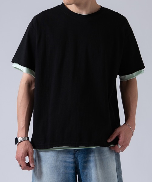 OXA(オグザ)の「フェイクレイヤードカットオフ半袖Tシャツ OXA(Tシャツ/カットソー・メンズ・ブラック/グレー/ホワイト・FREE)」の4枚目の写真