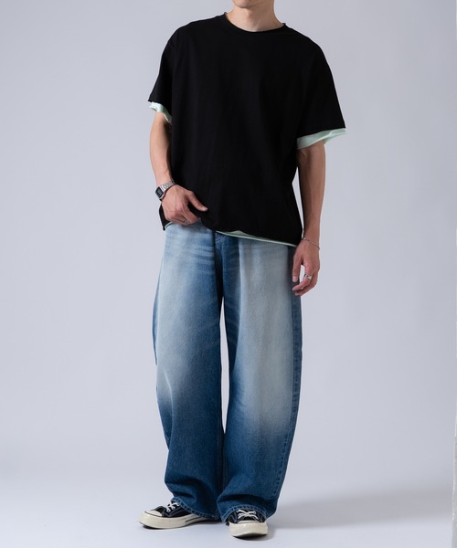 OXA(オグザ)の「フェイクレイヤードカットオフ半袖Tシャツ OXA(Tシャツ/カットソー・メンズ・ブラック/グレー/ホワイト・FREE)」の7枚目の写真