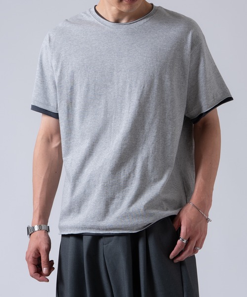 OXA(オグザ)の「フェイクレイヤードカットオフ半袖Tシャツ OXA(Tシャツ/カットソー・メンズ・ブラック/グレー/ホワイト・FREE)」の8枚目の写真