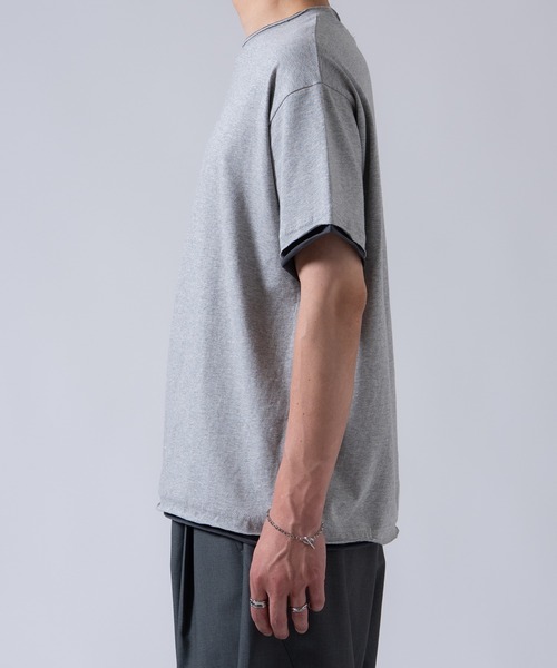 OXA(オグザ)の「フェイクレイヤードカットオフ半袖Tシャツ OXA(Tシャツ/カットソー・メンズ・ブラック/グレー/ホワイト・FREE)」の9枚目の写真