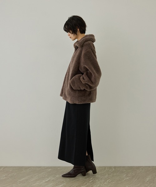 SALON adam et rope'(サロン アダム エ ロペ)の「【WEB限定】スタンドカラージップアップボアブルゾン / 軽量(ブルゾン・レディース・オフホワイト/ブラウン/サックスブルー・FREE)」の8枚目の写真