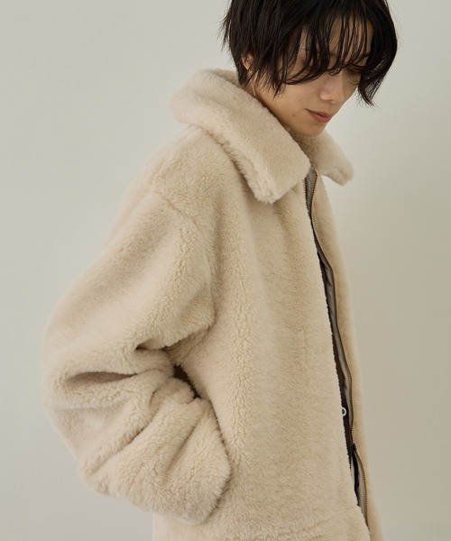 SALON adam et rope'(サロン アダム エ ロペ)の「【WEB限定】スタンドカラージップアップボアブルゾン / 軽量(ブルゾン・レディース・オフホワイト/ブラウン/サックスブルー・FREE)」の11枚目の写真