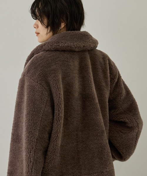SALON adam et rope'(サロン アダム エ ロペ)の「【WEB限定】スタンドカラージップアップボアブルゾン / 軽量(ブルゾン・レディース・オフホワイト/ブラウン/サックスブルー・FREE)」の17枚目の写真