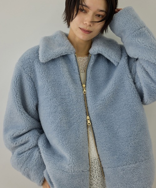 SALON adam et rope'(サロン アダム エ ロペ)の「【WEB限定】スタンドカラージップアップボアブルゾン / 軽量(ブルゾン・レディース・オフホワイト/ブラウン/サックスブルー・FREE)」の19枚目の写真