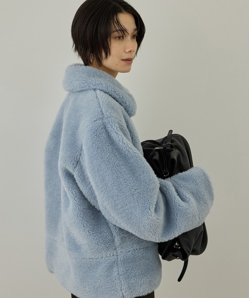 SALON adam et rope'(サロン アダム エ ロペ)の「【WEB限定】スタンドカラージップアップボアブルゾン / 軽量(ブルゾン・レディース・オフホワイト/ブラウン/サックスブルー・FREE)」の20枚目の写真
