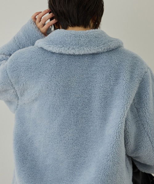 SALON adam et rope'(サロン アダム エ ロペ)の「【WEB限定】スタンドカラージップアップボアブルゾン / 軽量(ブルゾン・レディース・オフホワイト/ブラウン/サックスブルー・FREE)」の21枚目の写真