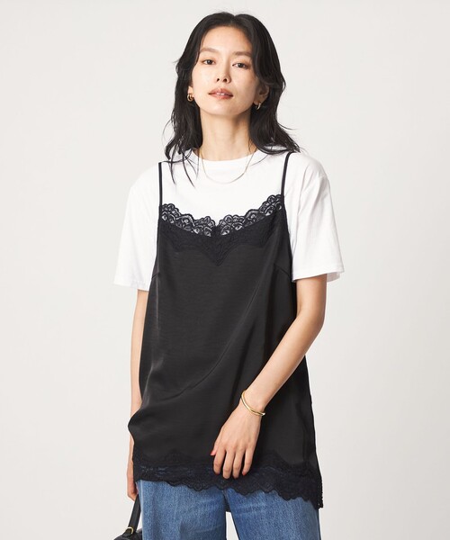 green label relaxing(グリーンレーベルリラクシング)の「【WEB限定】<at ease>レースキャミ × Tシャツ セット(Tシャツ/カットソー・レディース・ブラック/ホワイト・FREE)」の22枚目の写真