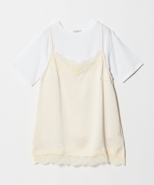 green label relaxing(グリーンレーベルリラクシング)の「【WEB限定】<at ease>レースキャミ × Tシャツ セット(Tシャツ/カットソー・レディース・ブラック/ホワイト・FREE)」の7枚目の写真