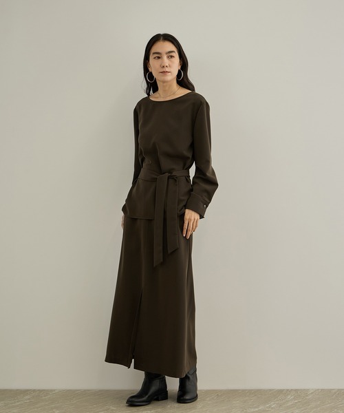 SALON adam et rope'(サロン アダム エ ロペ)の「【WEB限定】マットサテンセミフレアスカート / イージーケア・セットアップ対応(スカート・レディース・ブラウン/ブラック・FREE)」の22枚目の写真