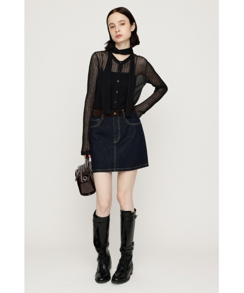 SLY(スライ)の「COMBI 5PK S/SK コンビファイブポケットショートスカート 秋服 ミニスカート(デニムスカート・レディース・ブラウン/ダークブルー・0/1)」の10枚目の写真