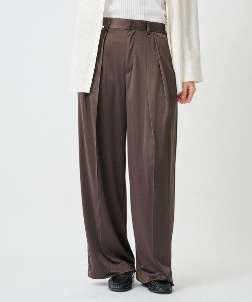 CITY TOKYO（シティトウキョウ）の「【CITY TOKYO/シティートウキョウ】Triacetate Smooth Pants/トリアセテートスムースパンツ（スラックス・レディース・ブラウン/ミント・2/1）」の2枚目の写真