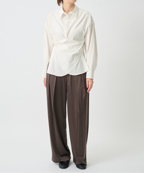 CITY TOKYO（シティトウキョウ）の「【CITY TOKYO/シティートウキョウ】Triacetate Smooth Pants/トリアセテートスムースパンツ（スラックス・レディース・ブラウン/ミント・2/1）」の3枚目の写真