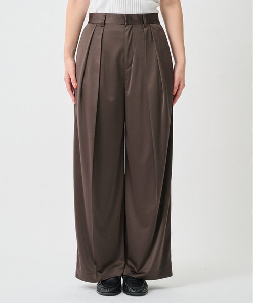 CITY TOKYO（シティトウキョウ）の「【CITY TOKYO/シティートウキョウ】Triacetate Smooth Pants/トリアセテートスムースパンツ（スラックス・レディース・ブラウン/ミント・2/1）」の6枚目の写真