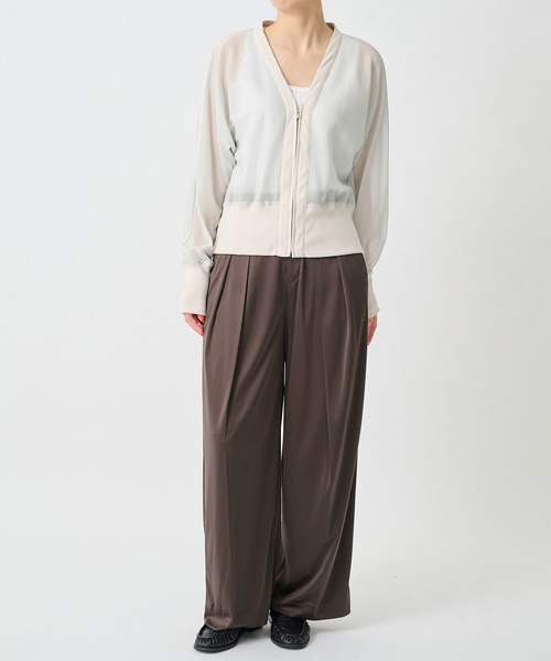 CITY TOKYO（シティトウキョウ）の「【CITY TOKYO/シティートウキョウ】Triacetate Smooth Pants/トリアセテートスムースパンツ（スラックス・レディース・ブラウン/ミント・2/1）」の4枚目の写真