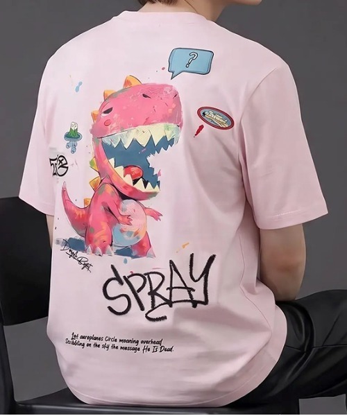 revertical(リバーティカル)の「ダイナソー キャラクター アートグラフィック バックプリント 半袖Tシャツ(Tシャツ/カットソー・メンズ・ピンク/ブラック/ホワイト・MEDIUM/LARGE)」の3枚目の写真