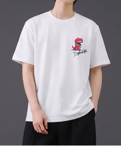 revertical(リバーティカル)の「ダイナソー キャラクター アートグラフィック バックプリント 半袖Tシャツ(Tシャツ/カットソー・メンズ・ピンク/ブラック/ホワイト・MEDIUM/LARGE)」の4枚目の写真