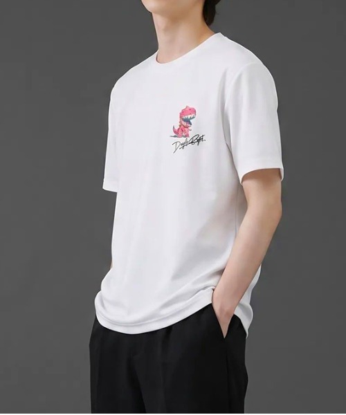 revertical(リバーティカル)の「ダイナソー キャラクター アートグラフィック バックプリント 半袖Tシャツ(Tシャツ/カットソー・メンズ・ピンク/ブラック/ホワイト・MEDIUM/LARGE)」の5枚目の写真