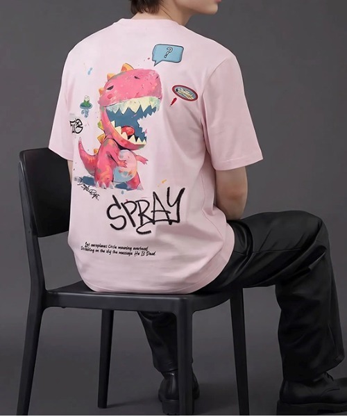 revertical(リバーティカル)の「ダイナソー キャラクター アートグラフィック バックプリント 半袖Tシャツ(Tシャツ/カットソー・メンズ・ピンク/ブラック/ホワイト・MEDIUM/LARGE)」の11枚目の写真