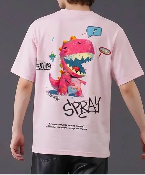 revertical(リバーティカル)の「ダイナソー キャラクター アートグラフィック バックプリント 半袖Tシャツ(Tシャツ/カットソー・メンズ・ピンク/ブラック/ホワイト・MEDIUM/LARGE)」の9枚目の写真