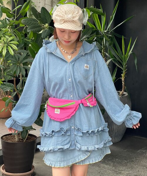HELLO.SANFRANCISCO — denim fudi frill blouse — джинсовая блузка с оборкой