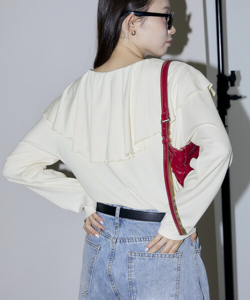 PUBLUX(パブリュクス)の「PUBLUX/パブリュクス 襟 フリル テレコ カットソー 限定展開(Tシャツ/カットソー・レディース・ナチュラル/ブラウン/ブラック・フリ-)」の5枚目の写真