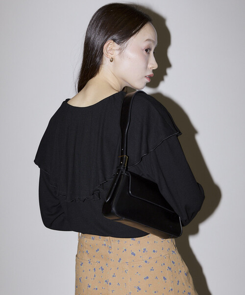PUBLUX(パブリュクス)の「PUBLUX/パブリュクス 襟 フリル テレコ カットソー 限定展開(Tシャツ/カットソー・レディース・ナチュラル/ブラウン/ブラック・フリ-)」の13枚目の写真