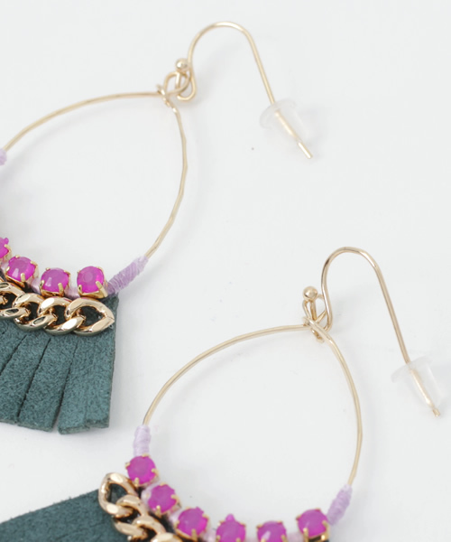 Discoat Parisien（ディスコートパリシアン）の「ストーンチェーンタッセルピアス（ピアス（両耳用）・レディース・グリーン/その他21・ﾌﾘ-）」の5枚目の写真