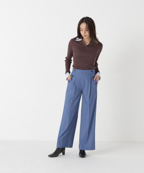 NATURAL BEAUTY BASIC(ナチュラルビューティーベーシック)の「<Oggi11月号掲載>デニムライク SETUP パンツ(その他パンツ・レディース・ネイビー/ブルー・MEDIUM/SMALL)」の1枚目の写真