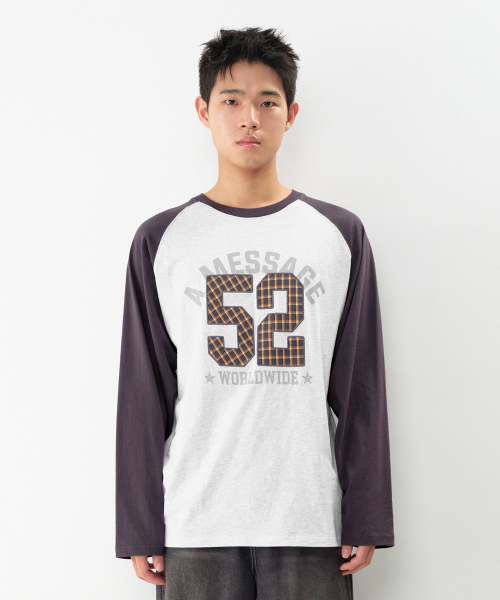 AMESWORLDWIDE（アメスワールドワイド）の「52 チェックアプリケ ラグラン長袖Tシャツ ライトグレー（Tシャツ/カットソー・レディース・その他・SMALL/MEDIUM/LARGE）」の5枚目の写真