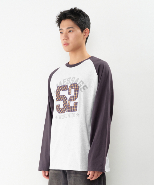 AMESWORLDWIDE（アメスワールドワイド）の「52 チェックアプリケ ラグラン長袖Tシャツ ライトグレー（Tシャツ/カットソー・レディース・その他・SMALL/MEDIUM/LARGE）」の7枚目の写真