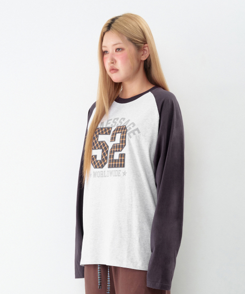 AMESWORLDWIDE（アメスワールドワイド）の「52 チェックアプリケ ラグラン長袖Tシャツ ライトグレー（Tシャツ/カットソー・レディース・その他・SMALL/MEDIUM/LARGE）」の8枚目の写真