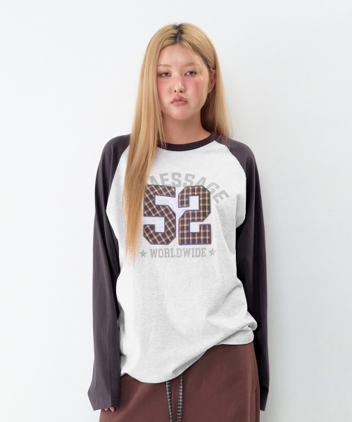AMESWORLDWIDE（アメスワールドワイド）の「52 チェックアプリケ ラグラン長袖Tシャツ ライトグレー（Tシャツ/カットソー・レディース・その他・SMALL/MEDIUM/LARGE）」の10枚目の写真
