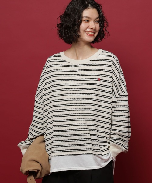 POLO BCS(ポロ ビーシーエス)の「【POLO British Country Spirit】レイヤーライクワッフル(Tシャツ/カットソー・レディース・ネイビー/アイボリー/モカ/ブラウン・FREE)」の3枚目の写真