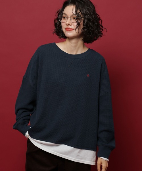 POLO BCS(ポロ ビーシーエス)の「【POLO British Country Spirit】レイヤーライクワッフル(Tシャツ/カットソー・レディース・ネイビー/アイボリー/モカ/ブラウン・FREE)」の4枚目の写真