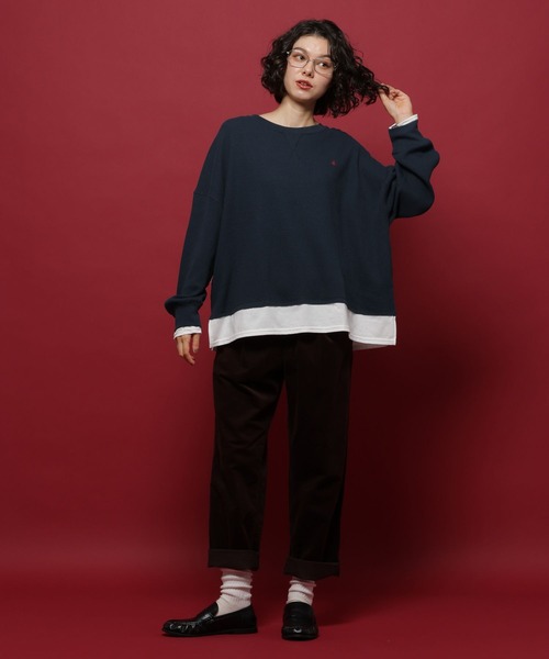 POLO BCS(ポロ ビーシーエス)の「【POLO British Country Spirit】レイヤーライクワッフル(Tシャツ/カットソー・レディース・ネイビー/アイボリー/モカ/ブラウン・FREE)」の5枚目の写真