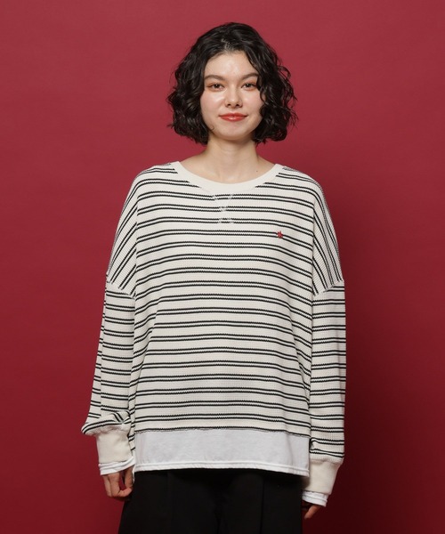 POLO BCS(ポロ ビーシーエス)の「【POLO British Country Spirit】レイヤーライクワッフル(Tシャツ/カットソー・レディース・ネイビー/アイボリー/モカ/ブラウン・FREE)」の8枚目の写真