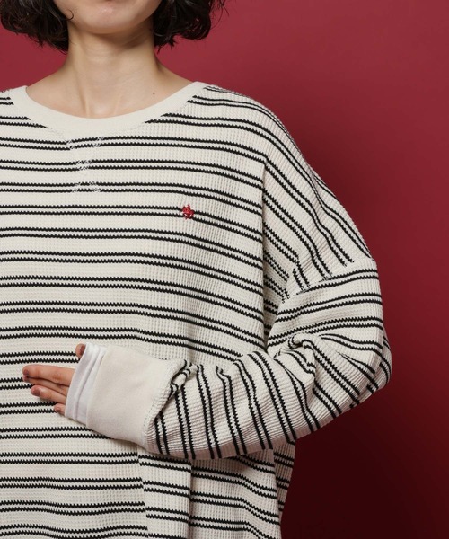 POLO BCS(ポロ ビーシーエス)の「【POLO British Country Spirit】レイヤーライクワッフル(Tシャツ/カットソー・レディース・ネイビー/アイボリー/モカ/ブラウン・FREE)」の13枚目の写真