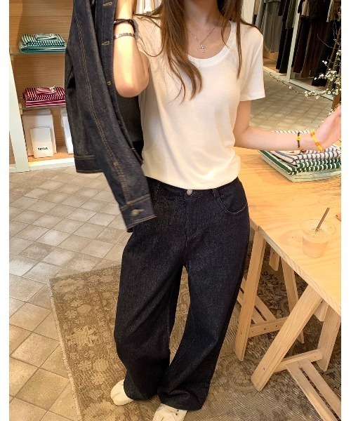 FAVORITO(ファヴォリート)の「シングルブレストトップスワイドパンツデニムセットアップ(セットアップ・レディース・ブルー・XL/L/M/S)」の8枚目の写真