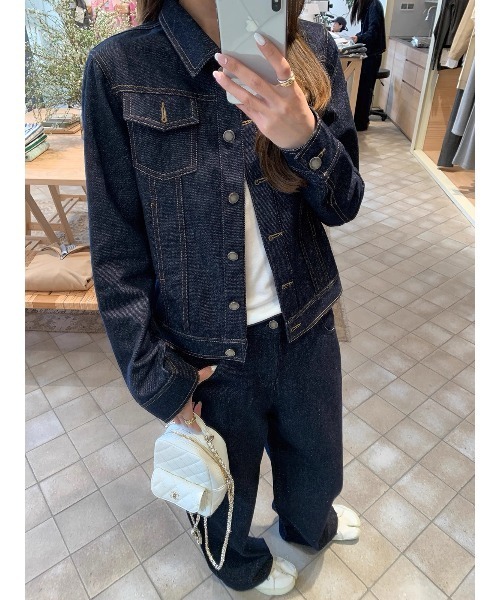FAVORITO(ファヴォリート)の「シングルブレストトップスワイドパンツデニムセットアップ(セットアップ・レディース・ブルー・XL/L/M/S)」の2枚目の写真