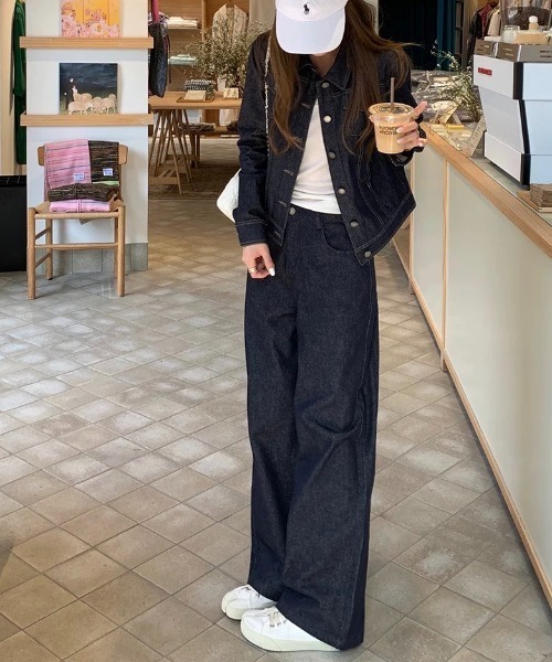 FAVORITO(ファヴォリート)の「シングルブレストトップスワイドパンツデニムセットアップ(セットアップ・レディース・ブルー・XL/L/M/S)」の7枚目の写真