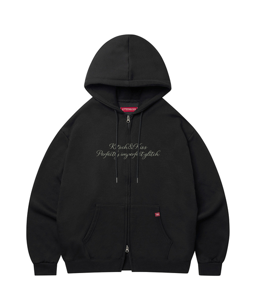 KITSCH&KISS(キッチアンドキス)の「PERFECTLY オーバーサイズジップアップパーカー (SOJKNK-101)(パーカー・レディース・ブラック/グレー・FREE)」の1枚目の写真