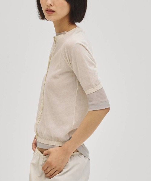 TODAYFUL(トゥデイフル)の「TODAYFUL Sheer Fraice Tops シアーフライストップス/12710605(Tシャツ/カットソー・レディース・インディゴブルー/アイボリー・ONE SIZE)」の9枚目の写真