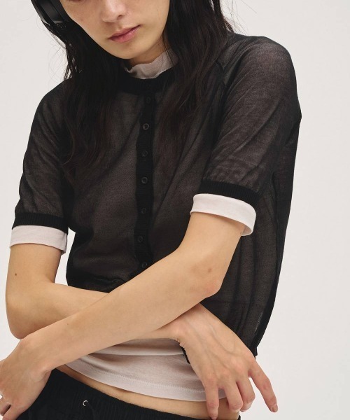 TODAYFUL(トゥデイフル)の「TODAYFUL Sheer Fraice Tops シアーフライストップス/12710605(Tシャツ/カットソー・レディース・インディゴブルー/アイボリー・ONE SIZE)」の5枚目の写真